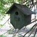Antique Farm Fresh Home Made Bird House Green Scrap Wood Folk Art Vintage Birdhouse