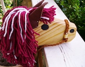Stick Horse Toy - Waldorf Imagination Toy - Oklahoma Sooners Edition - Hill Country Woodcraft