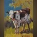 Western Cow portrait Original Oil Panel Painting 5x7