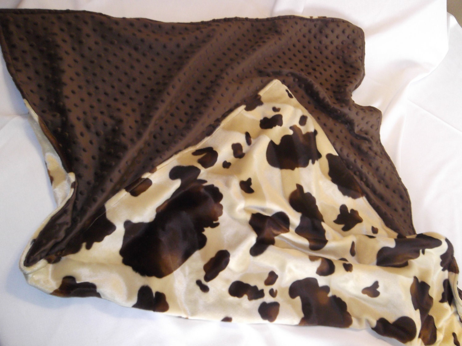 Items similar to Western Baby Blanket Cow Print and Brown Minky on Etsy