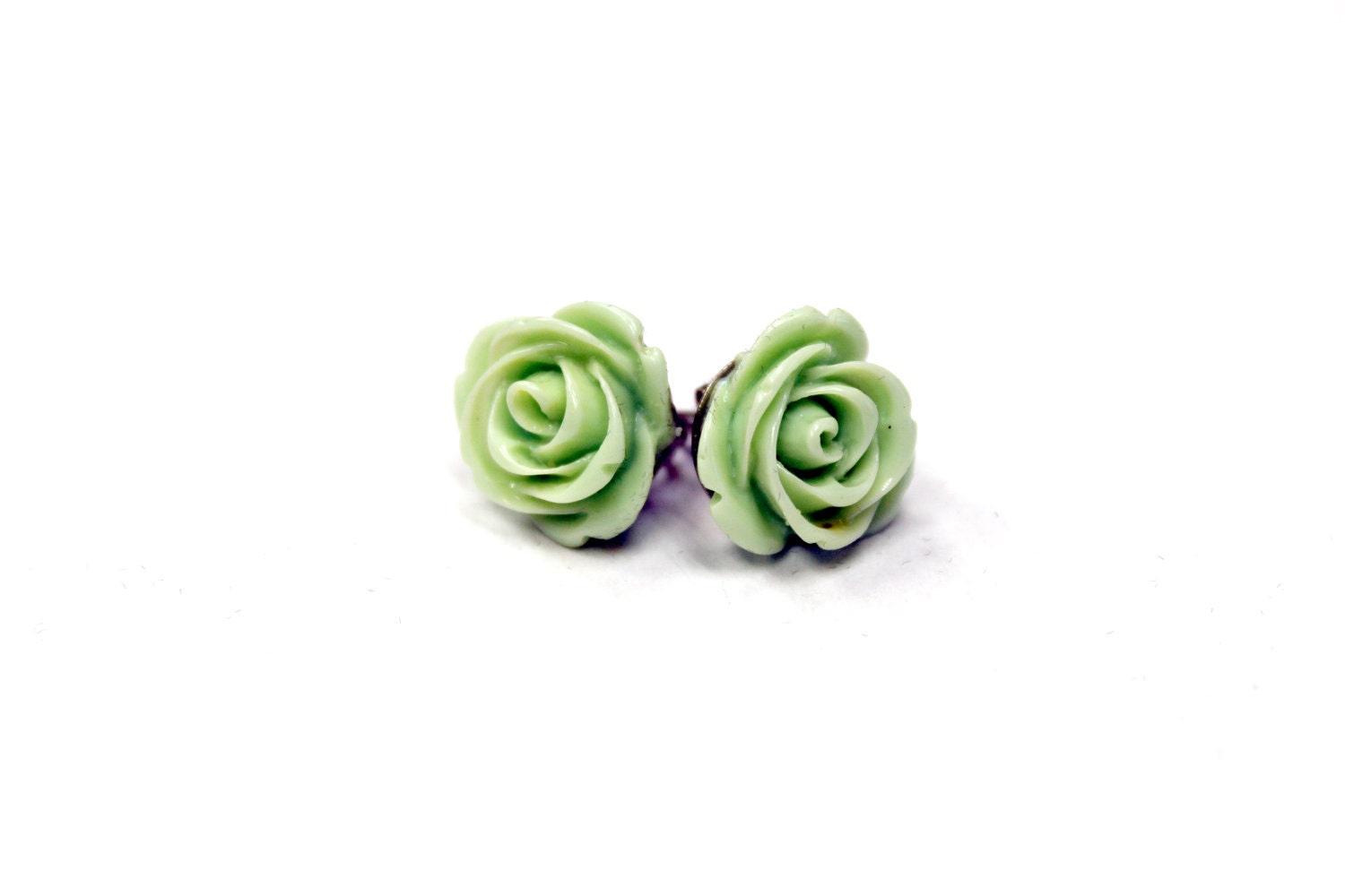 Rose Earrings - Seafoam Green