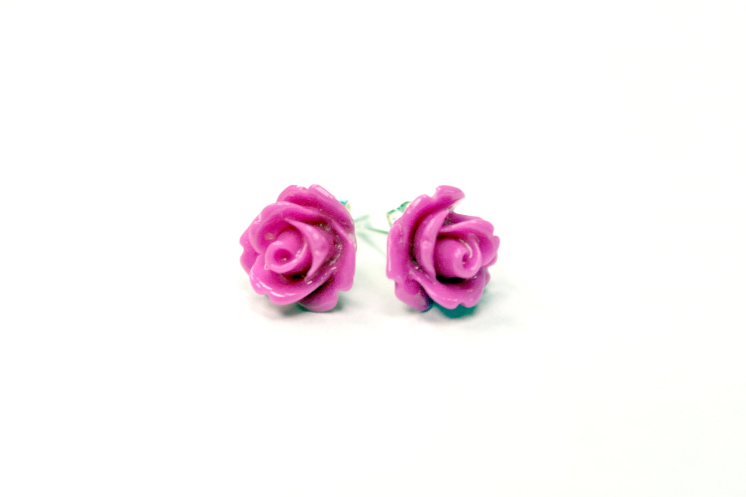 Rose Earrings - Fuchsia