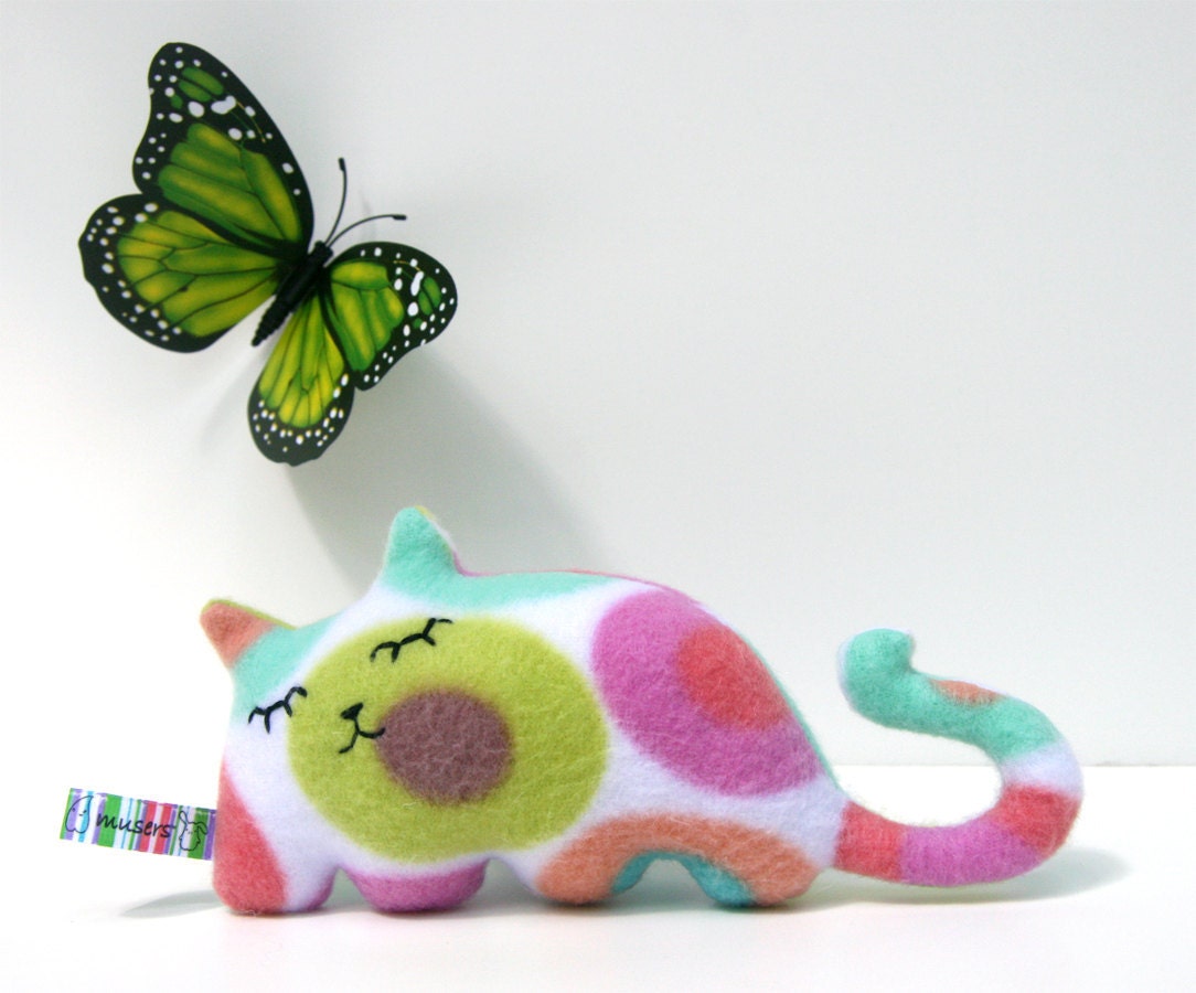 Sleepy Kitty Colors, cat plush stuffed animal Muser gift Spring