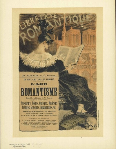 ART NOUVEAU Poster Print for the Librairie Romantique by Eugene Grasset 1887-- Print