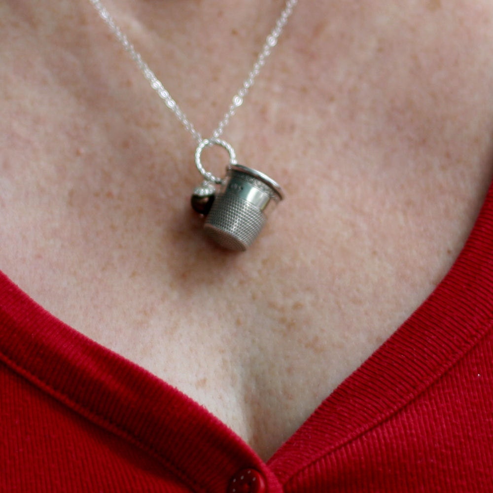 Peter Pan & Wendy Thimble and Acorn Kisses in Solid Sterling Silver and Pearl