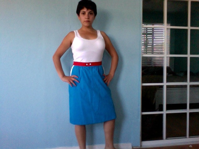 1980s Blue Tennis Skort / Skirt  Size S - M