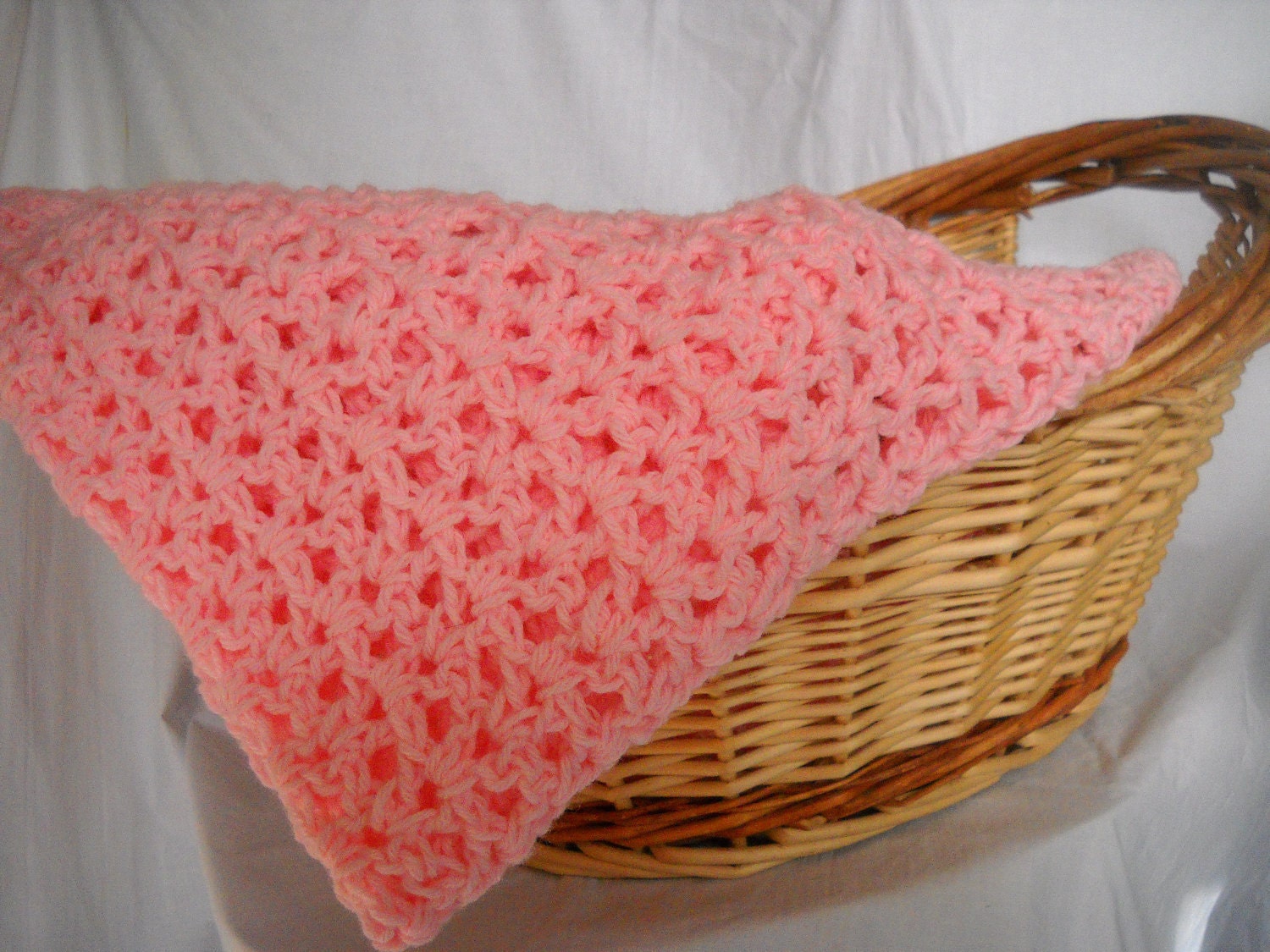 Crocheted Pink or Dark Blue Baby Blanket or You choose color