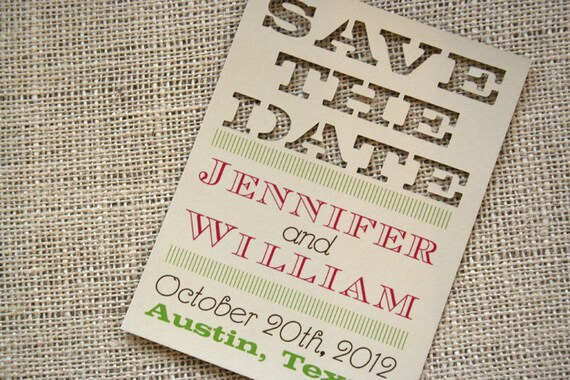 Die Cut Save the Date Card Modern Design