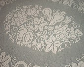 Oval Ecru Filet Tablecloth / Fruit / Holiday / Centerpiece / Doily