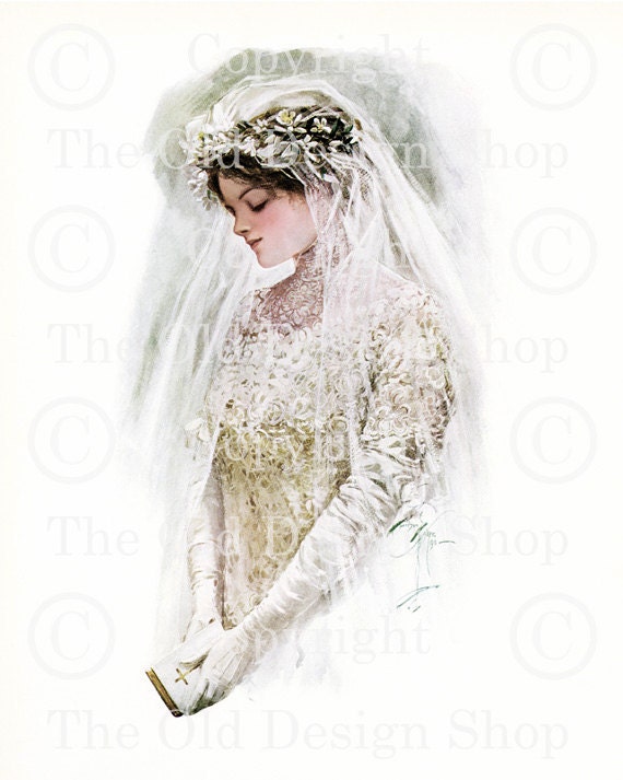 THE BRIDE Harrison Fisher Vintage Wedding Image for Card Making Altered Art Mixed Media Scrapbooking Digital Download 002