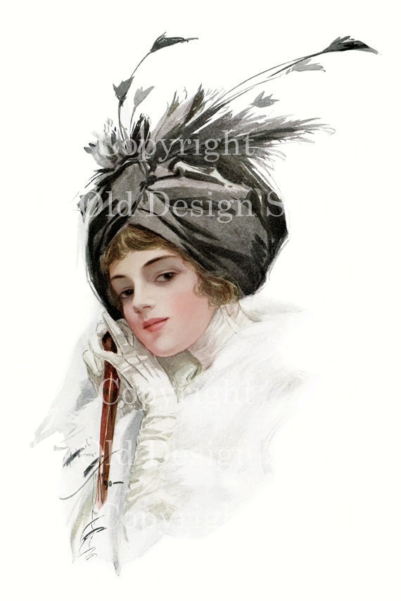 TEMPTING LIPS Harrison Fisher Victorian Lady Image for Cardmaking Altered Art Mixed Media Scrapbooking Digital Download