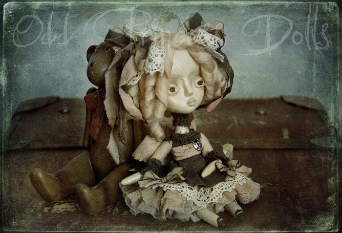 Dasha And Her Bear OOAK Vintage Art Doll Photography A4 (8"-11") Art Print By OddPrincess