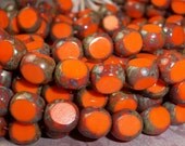 Orange Bead 8mm 3 Cut Czech Glass Picasso JUICY ORANGE (20)