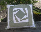 Asparagus-Green and White Throw Pillow 16"x16", Soft Knitted Polyester, Cotton Pillow Insert Stuffed with Fiber