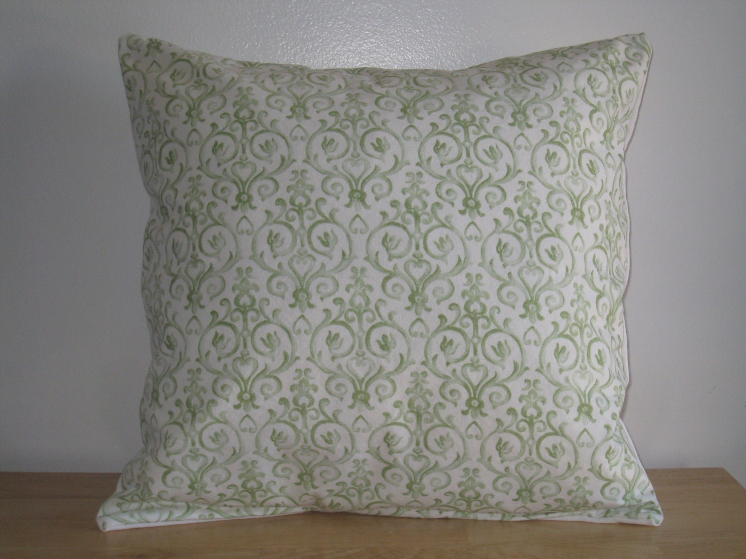 Decorative Throw Pillow Cover 18"x18"  Lime Green Modern Patterns on White Home Decor Cotton Fabric