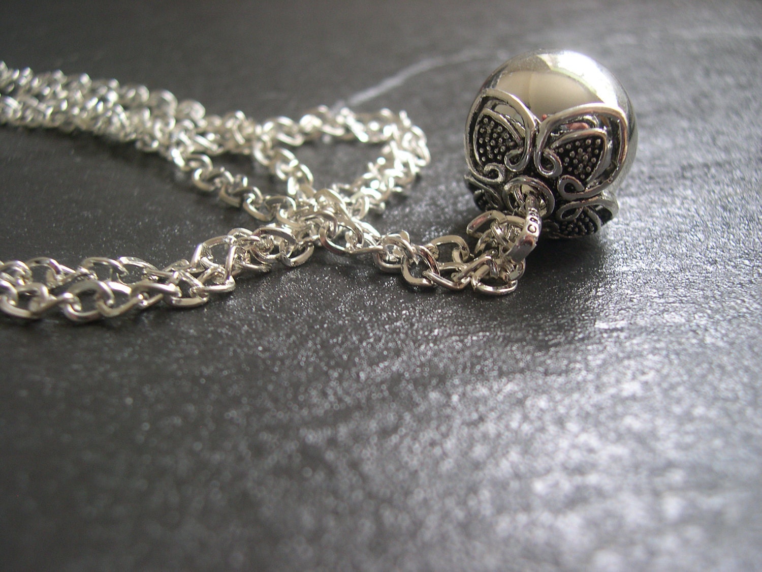 Silver Pregnancy Necklace, Mexican Bola Necklace