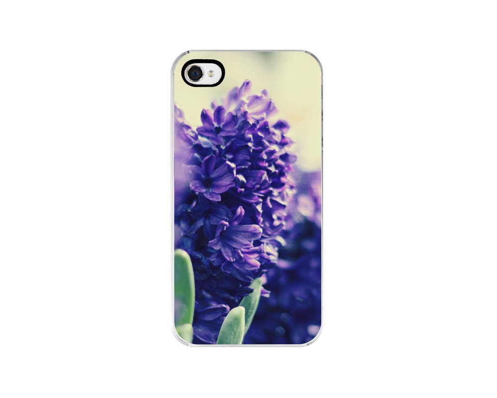 iPhone Case Purple Hyacinth iPhone 4 iPhone 4s Hyacinth Flower Purple Green Vintage Inspired Spring Gift for her