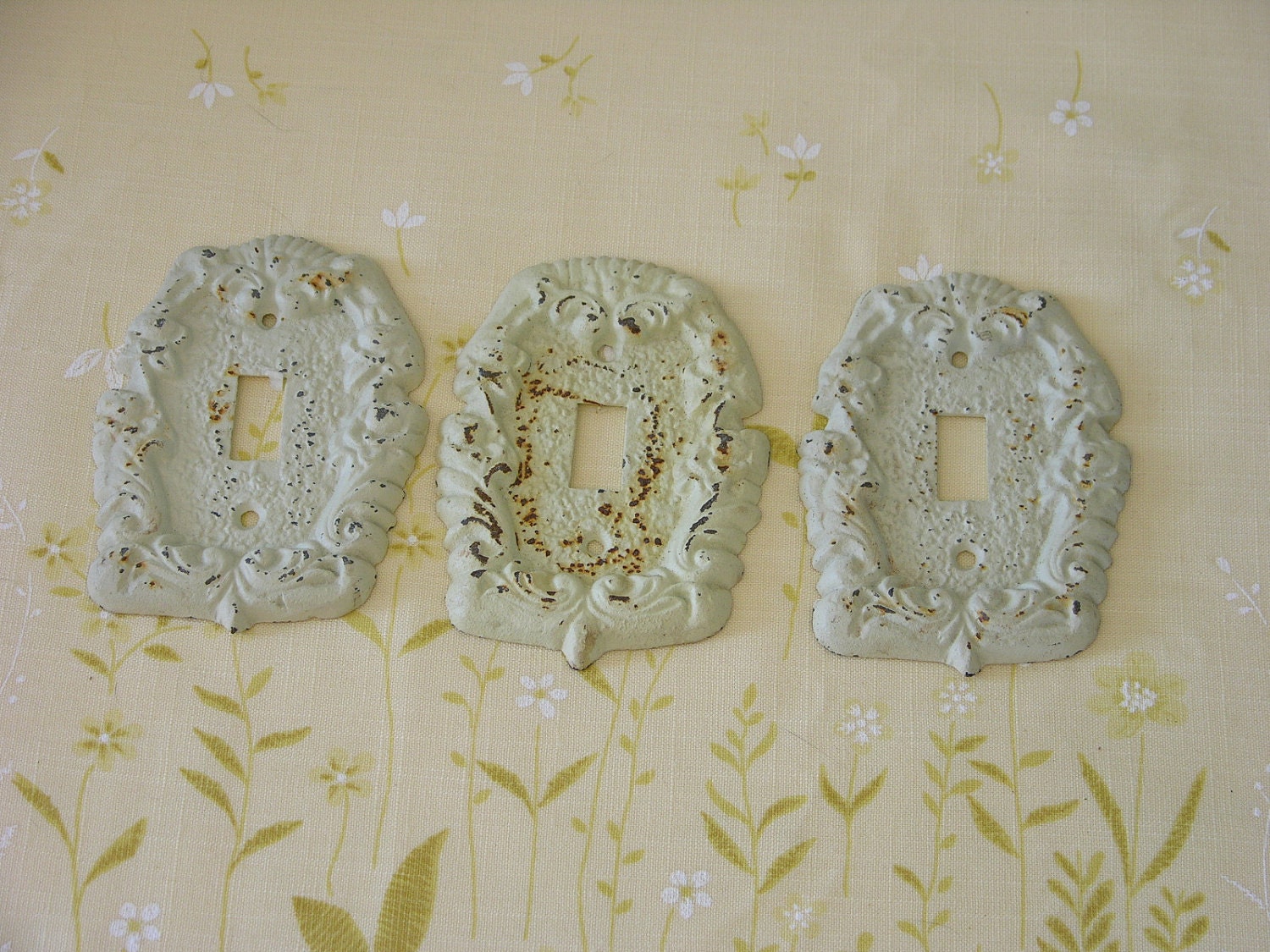 Darling Trio Set of Vintage Iron Shabby Light Switch Plates