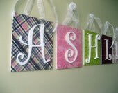 Personalized WOODEN WALL LETTERS Nursery Children 7 1/2" tall and 9" tall