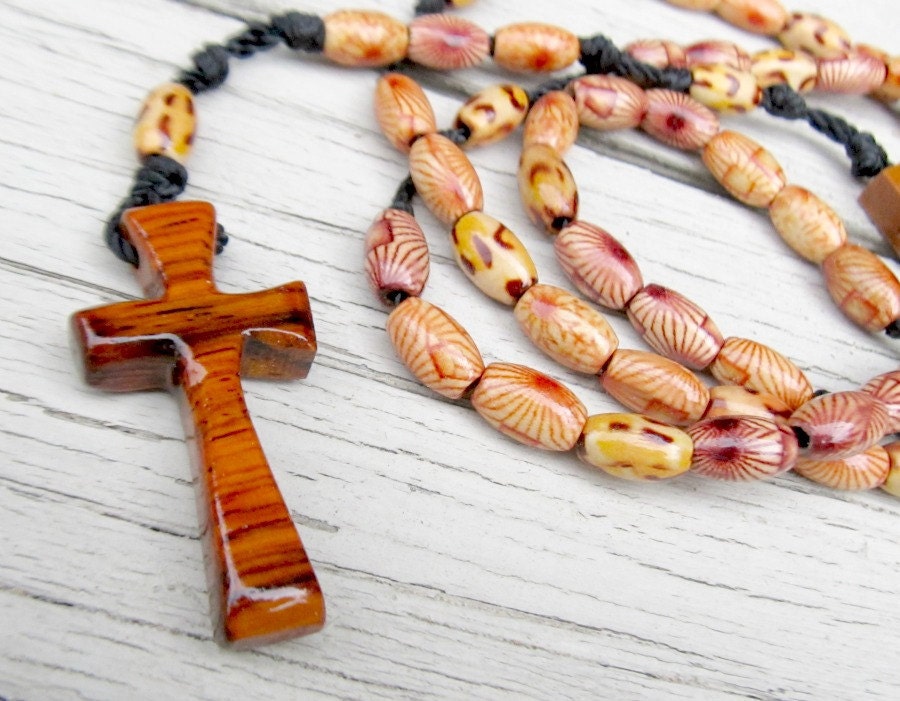 Catholic - Prayer - Rosary - Hand Carved - Rustic - Cocobolo - Cross