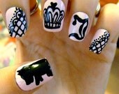 Hand painted Juicy Couture inspired fake nails