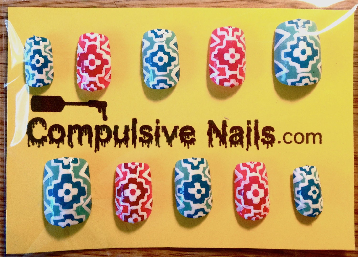 SALE Navajo Inspired Tribal Fake Nails