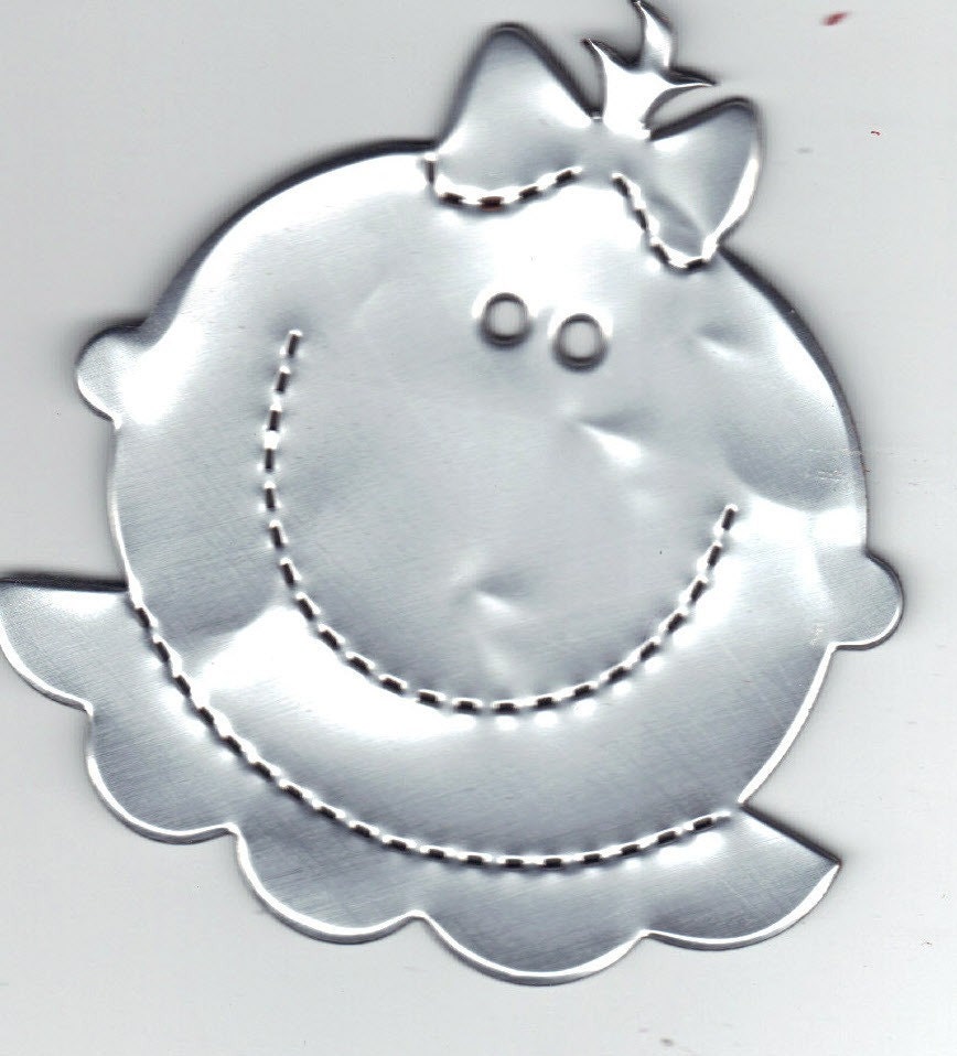 NEW BABY FACE from recycled can silver color- kid can paint it