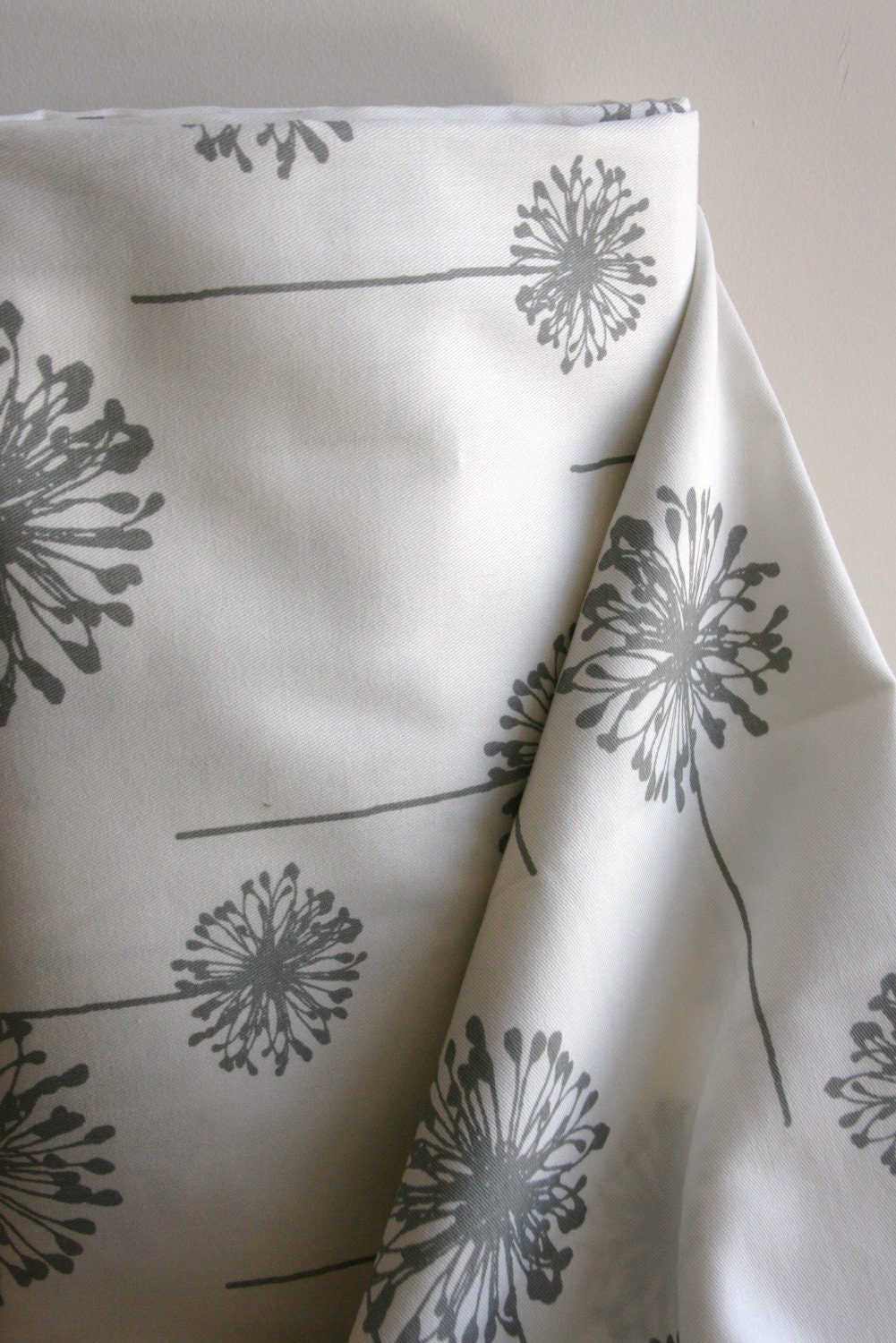 White/Storm Grey Dandelion Home Decor Weight Fabric from Premier Prints - ONE HALF YARD
