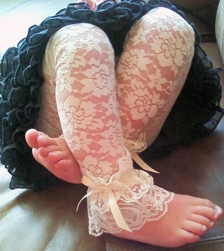 Ivory Lace leggings (long length) 0 months-4T --- new fabric design