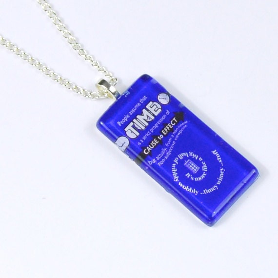 Doctor Who Jewelry, Timey Wimey Necklace, Dr Who Pendant Jewellery, Wibbly Wobbly Timey Wimey, Handmade TARDIS geek Science Fiction