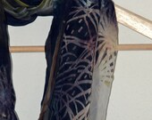 Galactic/Star print scarf. Donut style Euro Silk Chiffon. Green & blue multi color.