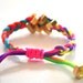 Rainbow Steampunk Hex Nut Neon Pink Gold Braided Bracelet Pull Tie