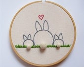 Mother  and Baby Bunny Rabbit Embroidery Hoop Art - Family Portrait