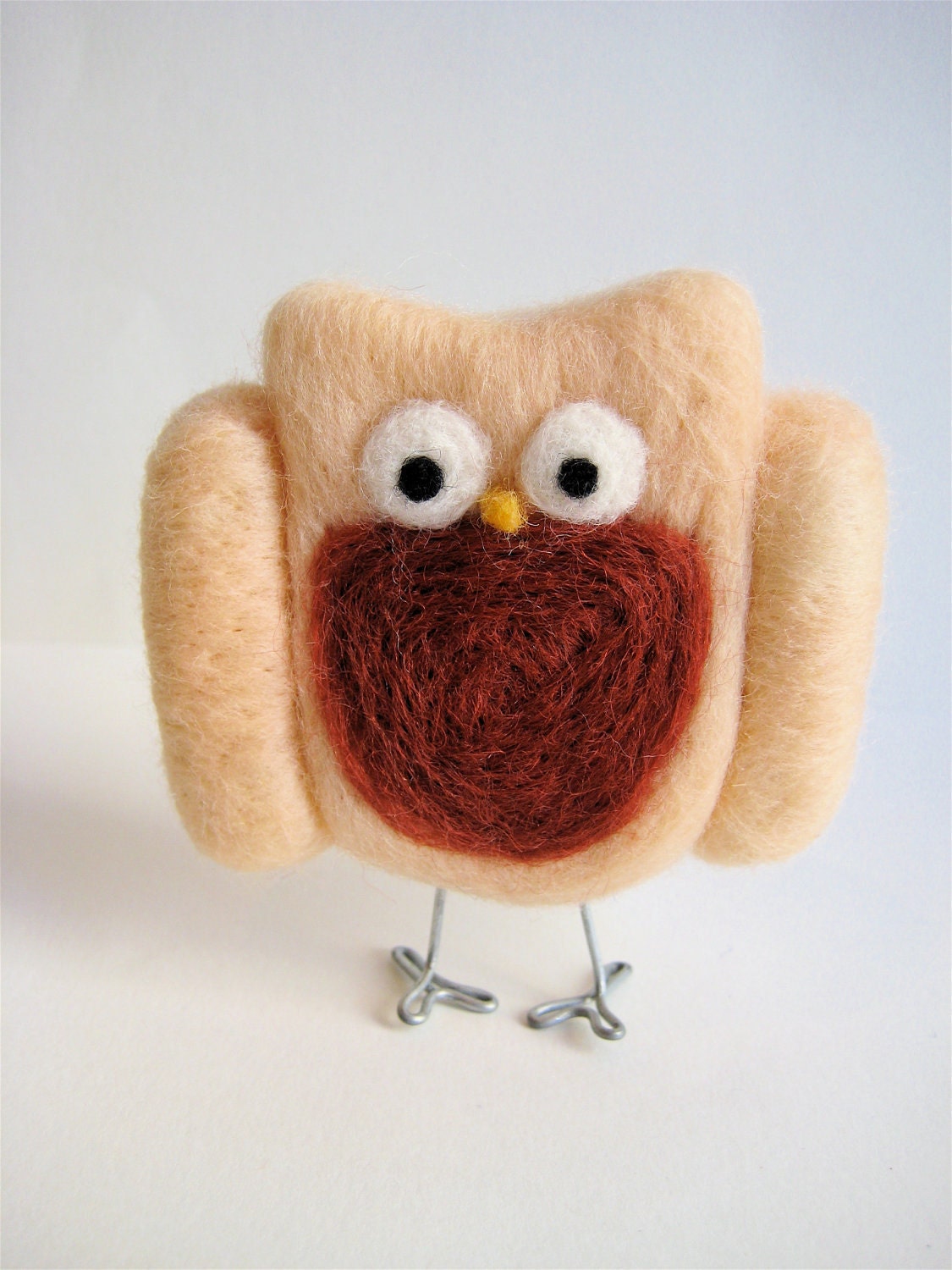 Needle Felted Owl Miniature - Peach Felted Owl