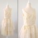 Vintage Summer Wedding Dress - Cream Lace - Tea Length - Beach Resort - Medium - 1980s