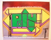 POLY graffiti tag on building - Spray Paint and acrylic art on canvas