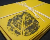 Yellow notecard and envelope set w/leaf print. - kelsxxgiggles