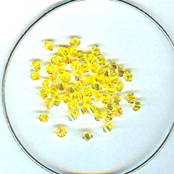 Swarovski Crystal Beads 4mm Art 5301 Citrine AB Aurora Boreale - 60 Pieces