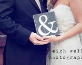 Wood Block with Heart and & - Fun Engagement and Wedding Prop