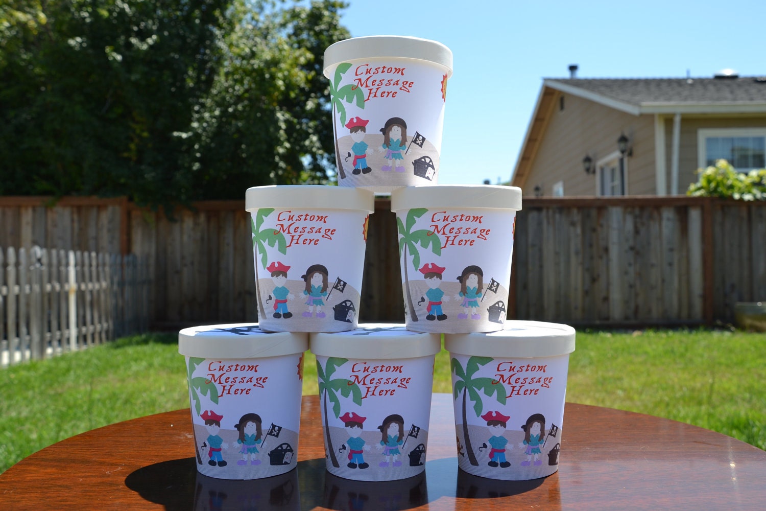 Pirate party favor ice cream container