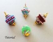 PDF for Four Beaded Beads - beading pattern - beading tutorial - beadwoven seed bead jewelry - beadweaving  beadwork