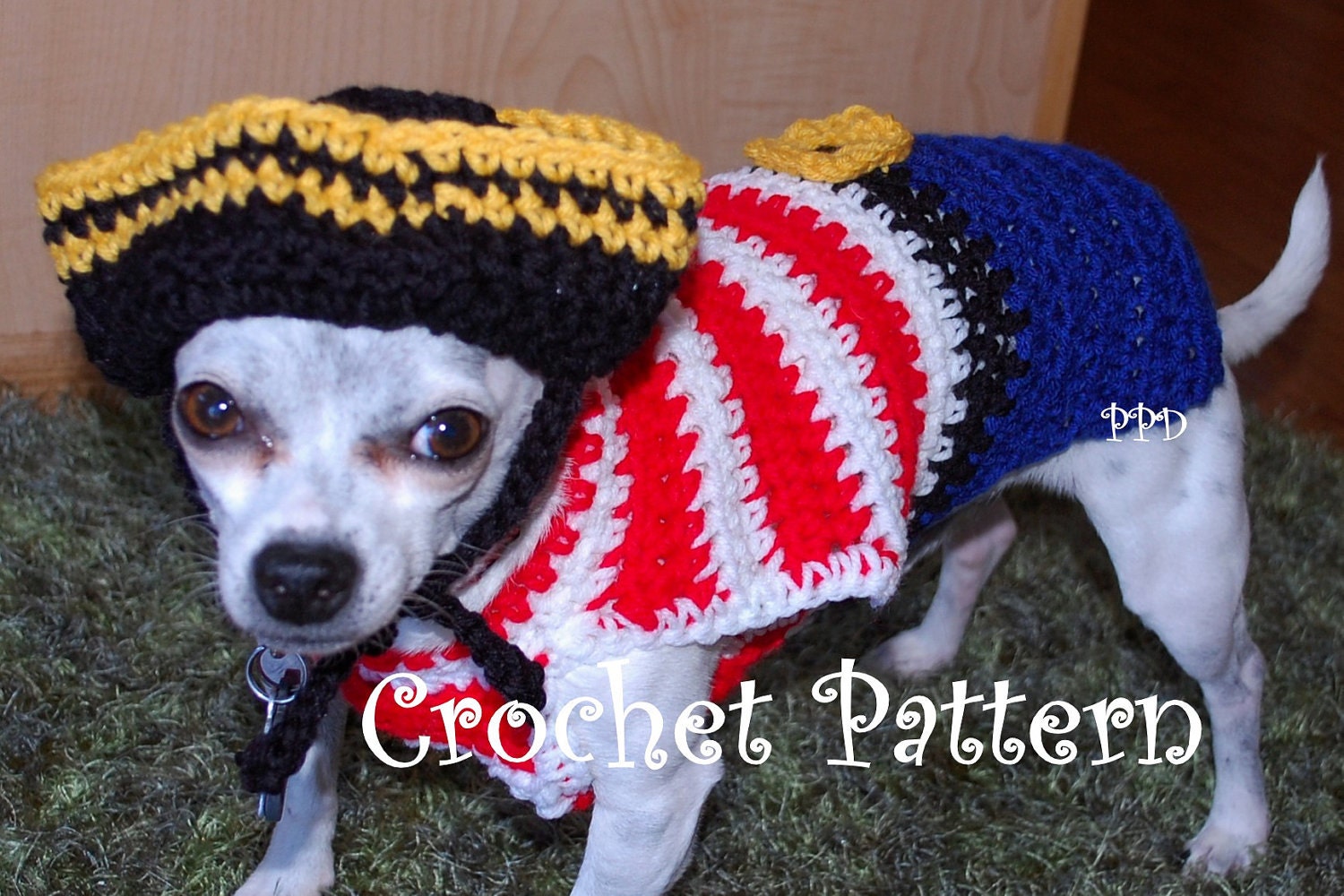 Instant Download Crochet Pattern - Dog Pirate Sweater and Hat - Small Dog 2-20 lbs