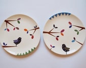 Bird series - Composition of two wall hanging plates