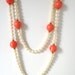Pearl and Orange dramatic cocktail necklace - oversized show stopper