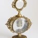 Vintage Perfume Bottle with Dauber, Gold Filigree, Cherub & Floral Design, Beveled Glass