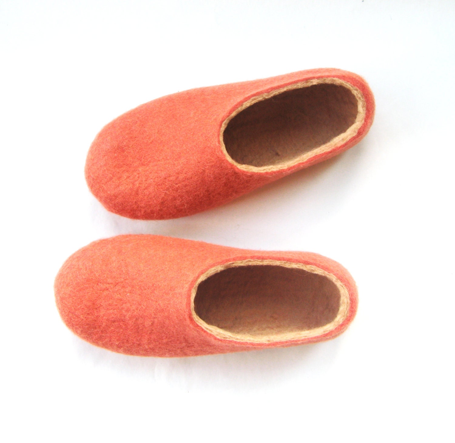 Felted Wool Slippers Pastel Coral Brick. Sizes for Ladies - Worldwide International Shipping gift under 70 - soComfy