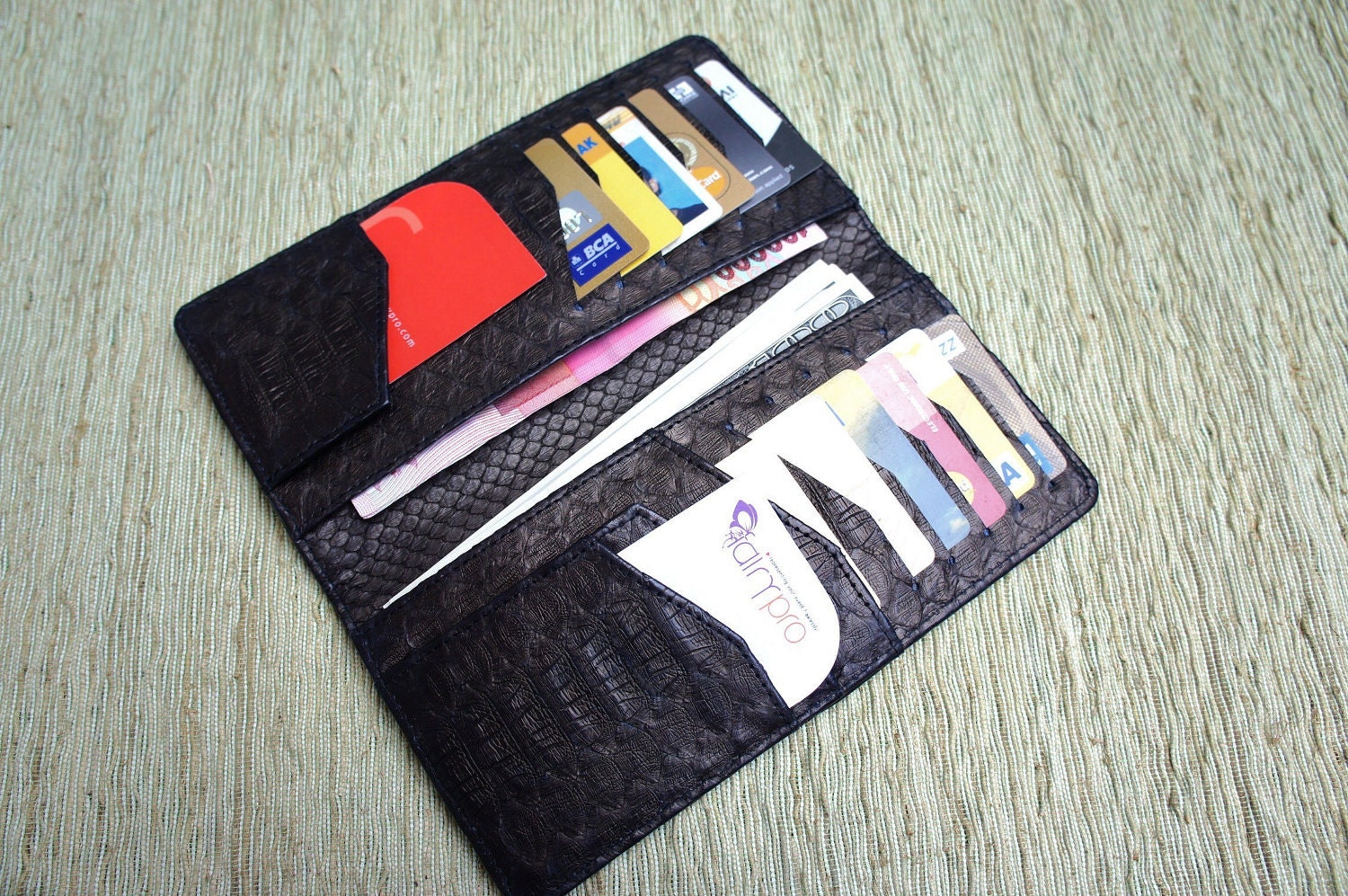 Black Snakeskin Women Wallet - Snakeskin Unisex Leather Wallet.