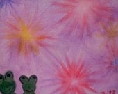 Fire Love Frogies done with Acrylics on 9"x12" panel canvas