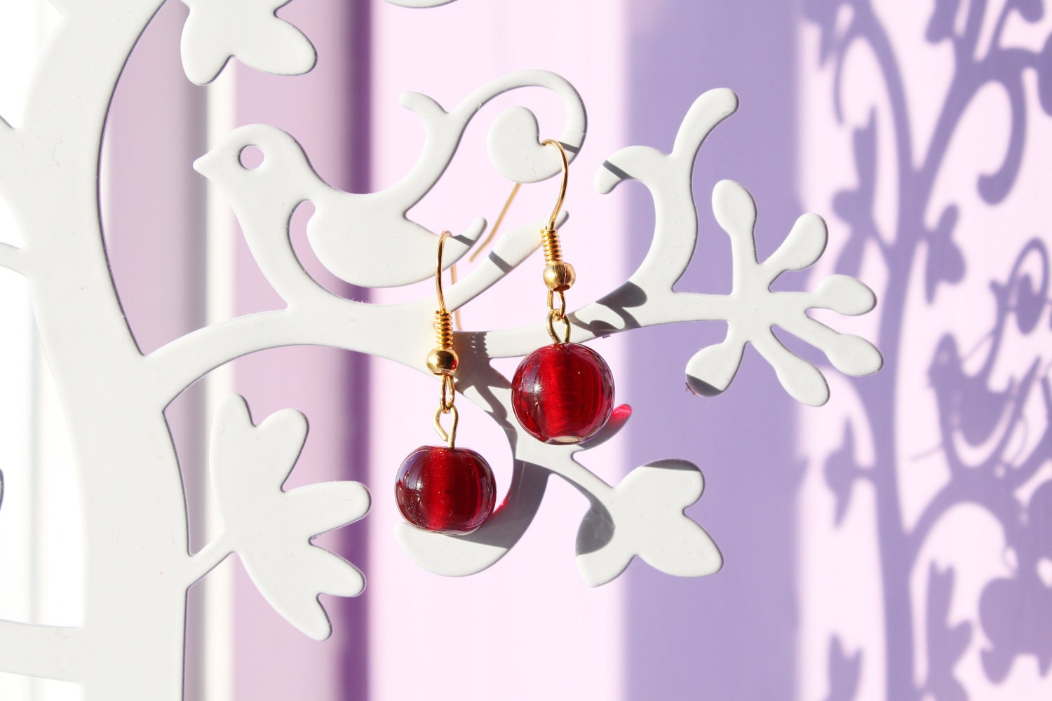 SALE - 20% off Red Glass Bead Earrings