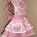 Mother and Daughter Matching Retro Apron Set in Pink Damask Print...Custom Order Your Sizes